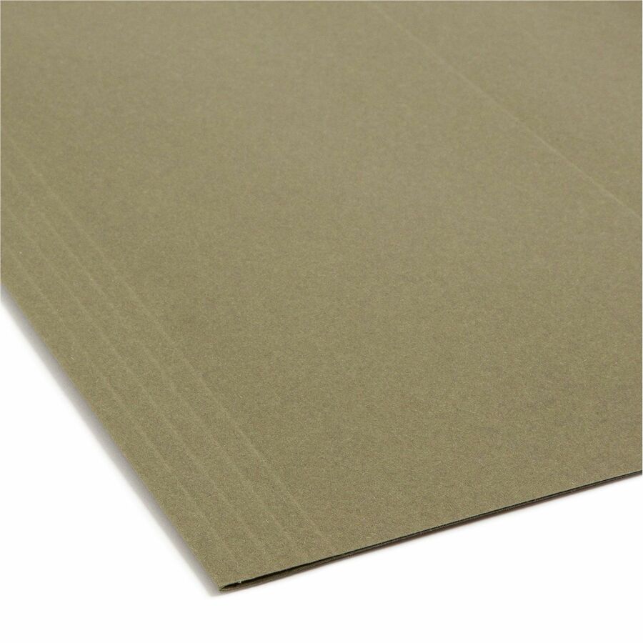 Smead 1/5 Tab Cut Letter Recycled Hanging Folder - 8 1/2" x 11" - Top Tab Location - Assorted Tab Position - 11 pt. - Vinyl - Standard Green - Hanging System - 100% Recycled - 25 / Box