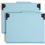 Smead FasTab Hanging Classification Folder, Letter Size, 2/5 Tab Right of Center, 2" Expansion, 2 Fasteners, 2 Dividers, 25 pt. Pressboard, Blue, 100% Recycled, 1 Each