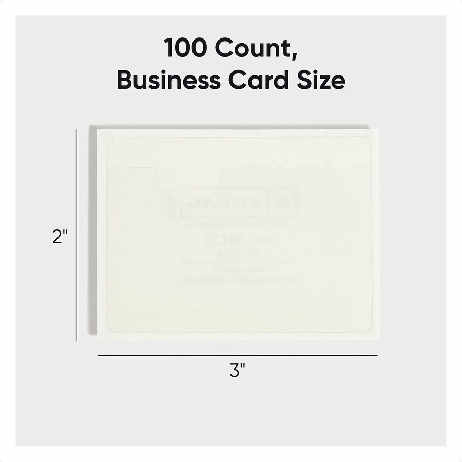 Smead Self-Adhesive Pockets - 3" Length - Clear - Poly - 100 / Box