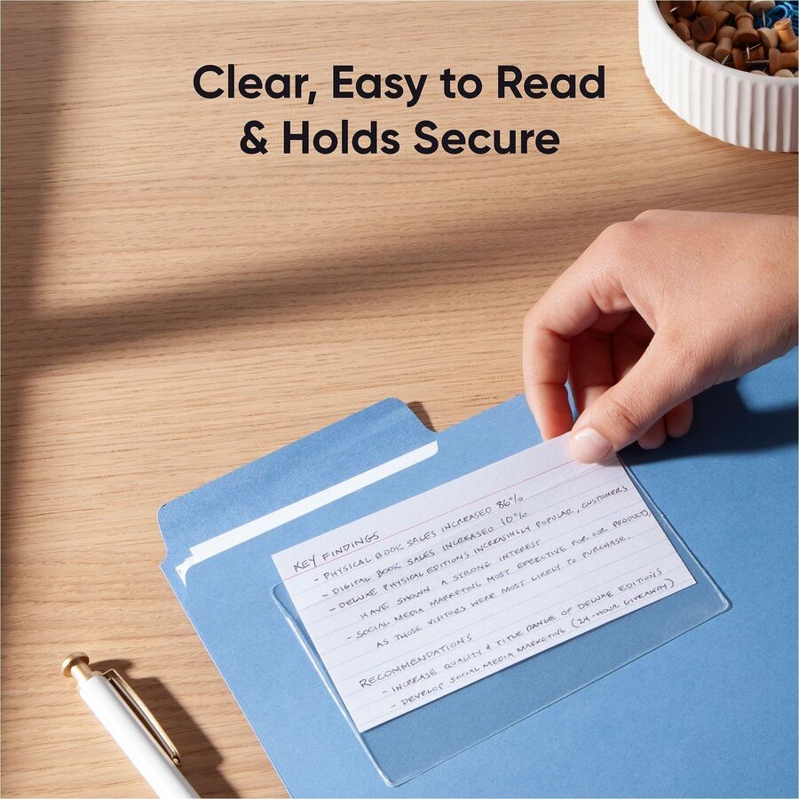 Smead Self-Adhesive Pockets - For 5 5/16" x 3 5/8" Sheet - Clear - Poly - 100 / Box
