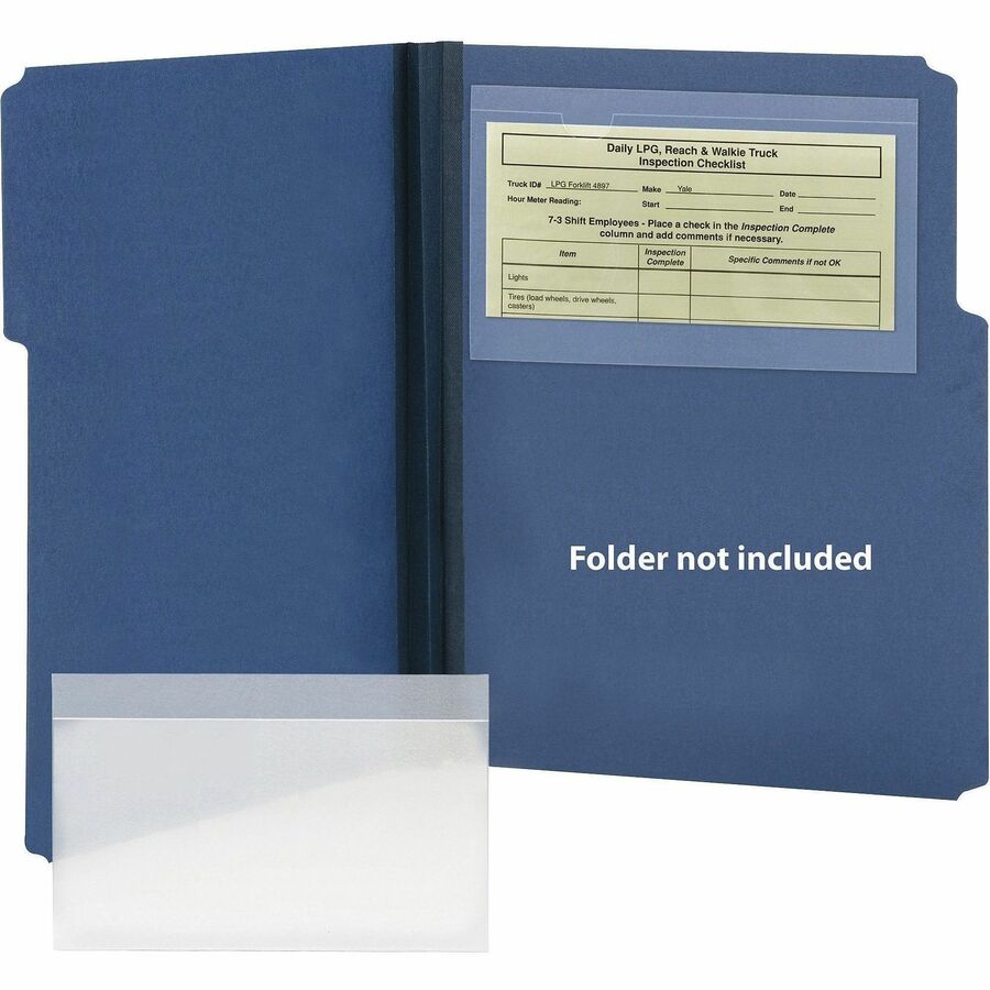 Smead Self-Adhesive Pockets - For 9" x 5 9/16" Sheet - Clear - Poly - 100 / Box