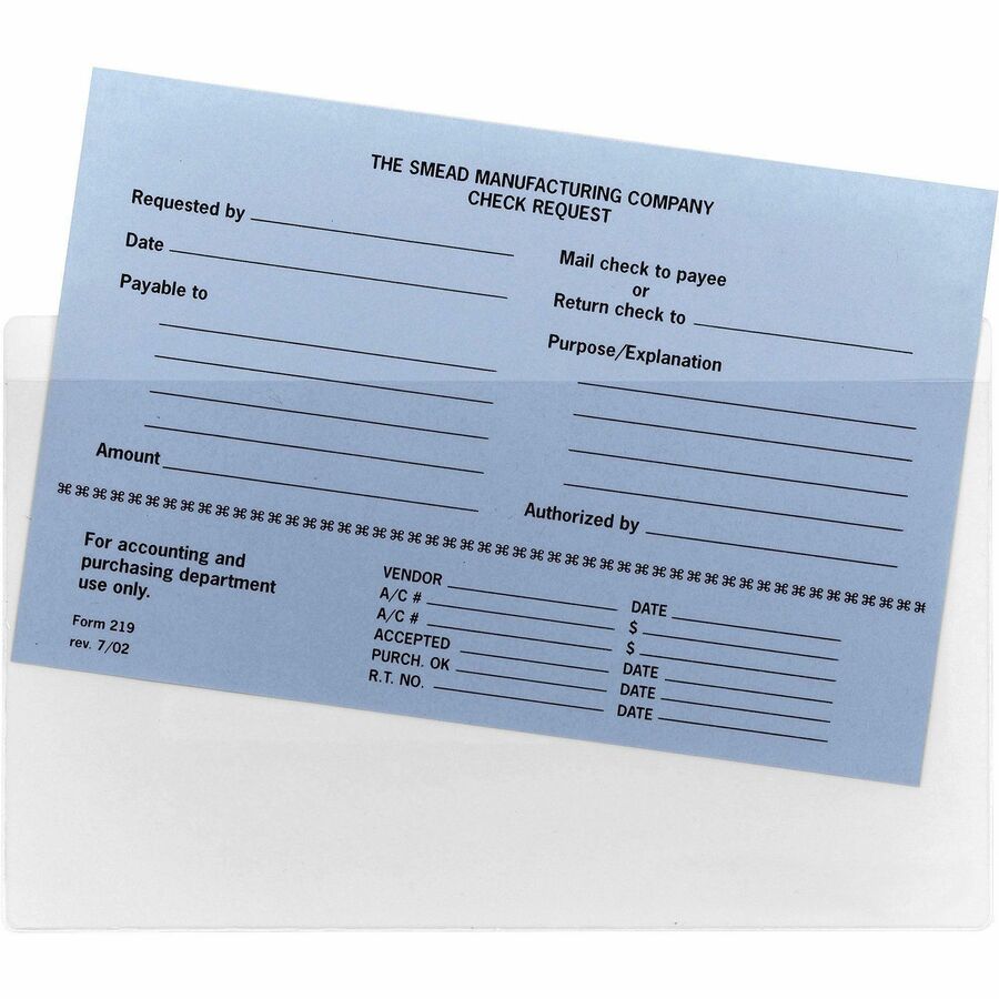 Smead Self-Adhesive Pockets - For 9" x 5 9/16" Sheet - Clear - Poly - 100 / Box