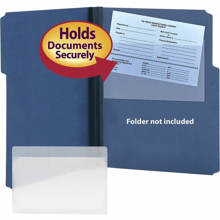 Smead Self-Adhesive Pockets - For 9" x 5 9/16" Sheet - Clear - Poly - 100 / Box