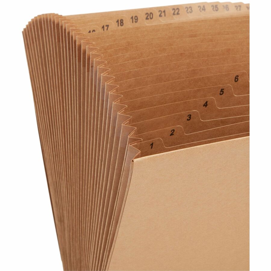 Smead Letter Recycled Expanding File - 8 1/2" x 11" - 7/8" Expansion - 31 Pocket(s) - Kraft - Elastic Closure, Reinforced Gusset, Flap, Heavy Duty - 10% Recycled - 1 Each