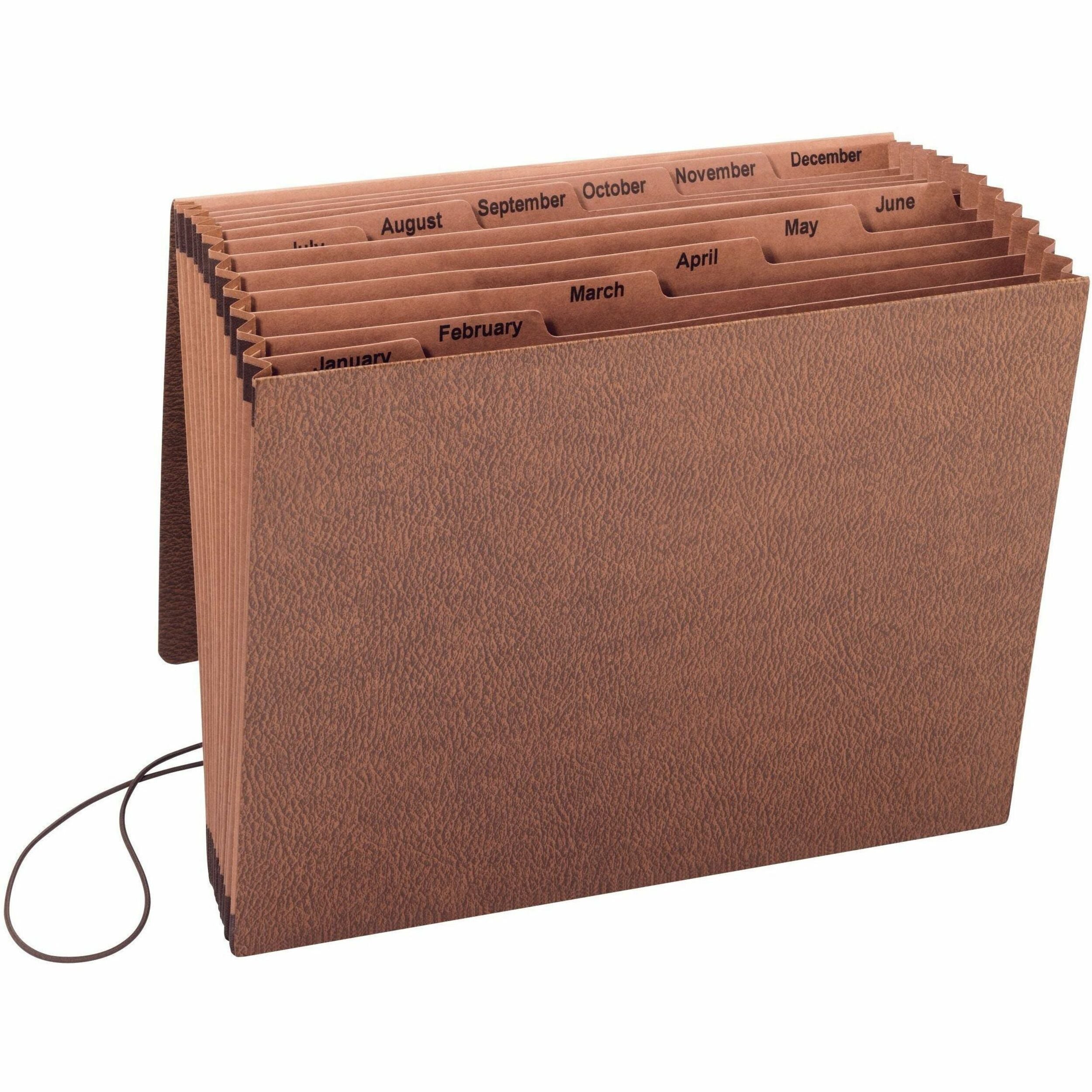Smead Letter Recycled Expanding File - 8 1/2" x 11" - 7/8" Expansion - 12 Pocket(s) - Redrope - Reinforced - 30% Recycled - 1 Each