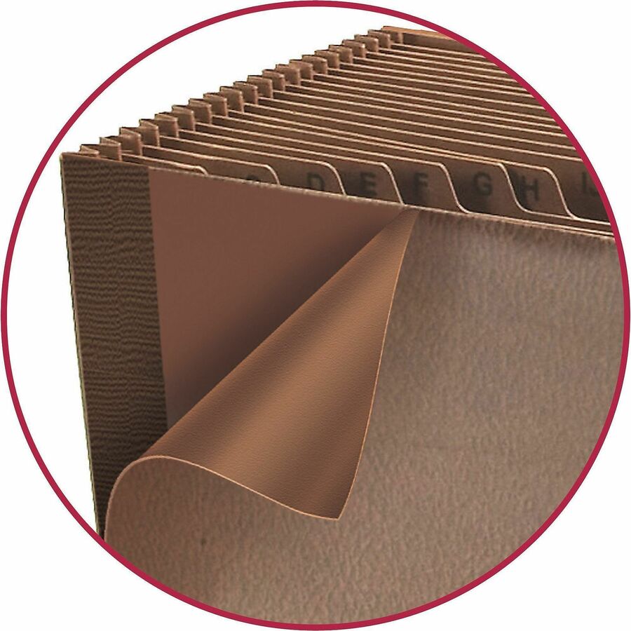 Smead Letter Recycled Expanding File - 8 1/2" x 11" - 7/8" Expansion - 21 Pocket(s) - Redrope - Tear Resistant Gusset - 30% Recycled - 1 Each