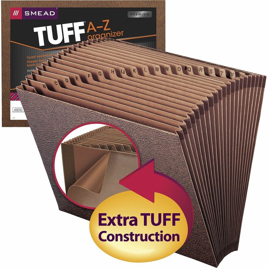 Smead Letter Recycled Expanding File - 8 1/2" x 11" - 7/8" Expansion - 21 Pocket(s) - Redrope - Tear Resistant Gusset - 30% Recycled - 1 Each