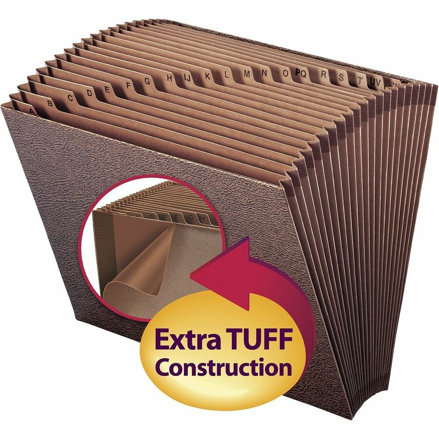 Smead Letter Recycled Expanding File - 8 1/2" x 11" - 7/8" Expansion - 21 Pocket(s) - Redrope - Tear Resistant Gusset - 30% Recycled - 1 Each