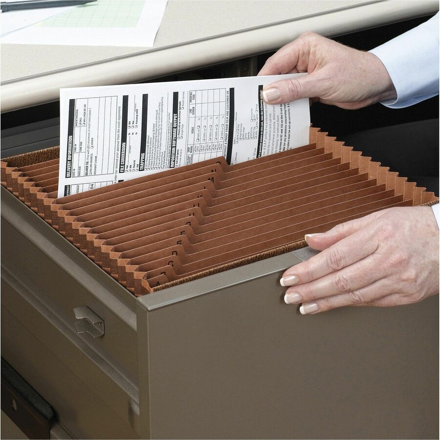 Smead Letter Recycled Expanding File - 8 1/2" x 11" - 7/8" Expansion - 21 Pocket(s) - Redrope - Tear Resistant Gusset - 30% Recycled - 1 Each