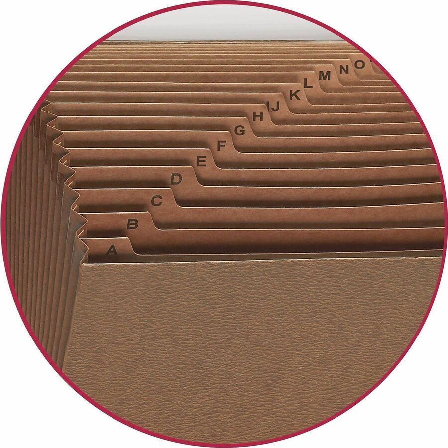 Smead Letter Recycled Expanding File - 8 1/2" x 11" - 7/8" Expansion - 21 Pocket(s) - Redrope - Tear Resistant Gusset - 30% Recycled - 1 Each