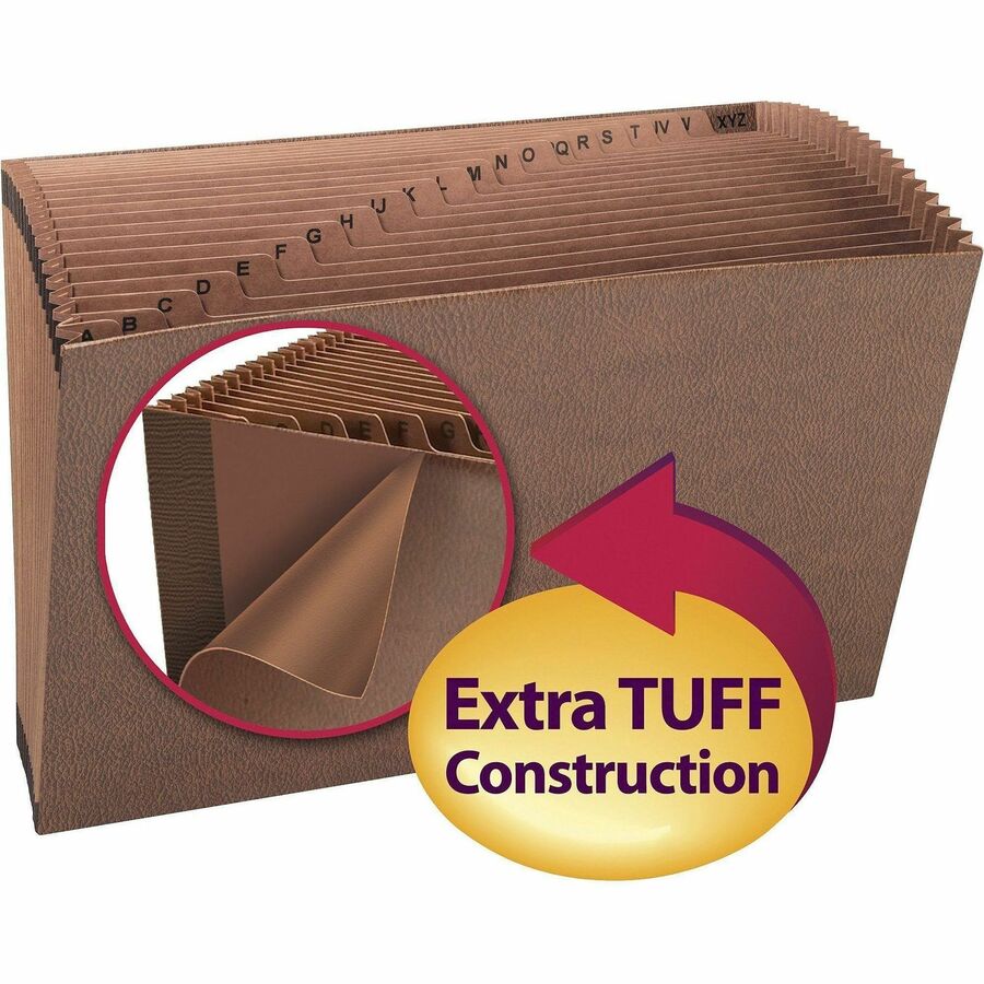 Smead TUFF Legal Recycled Expanding File - 8 1/2" x 14" - 7/8" Expansion - 21 Pocket(s) - Redrope - Tear Resistant, Reinforced Gusset - 30% Recycled - 1 Each