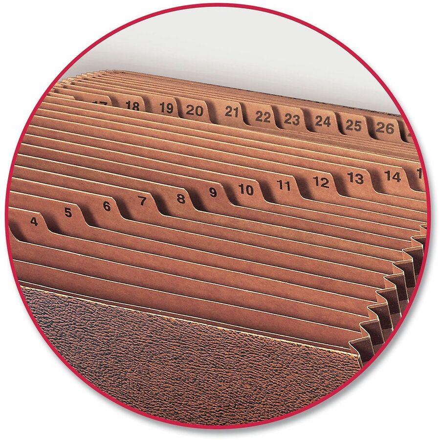 Smead Legal Recycled Expanding File - 8 1/2" x 14" - 7/8" Expansion - 31 Pocket(s) - Redrope - Reinforced Gusset - 30% Recycled - 1 Each