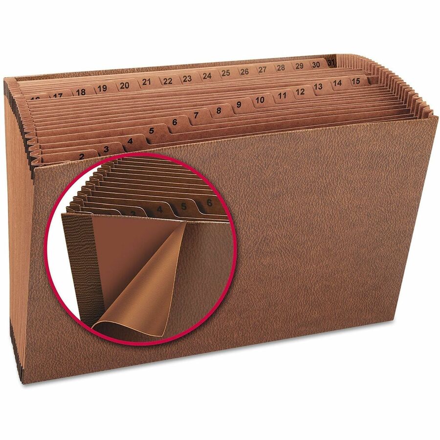 Smead Legal Recycled Expanding File - 8 1/2" x 14" - 7/8" Expansion - 31 Pocket(s) - Redrope - Reinforced Gusset - 30% Recycled - 1 Each