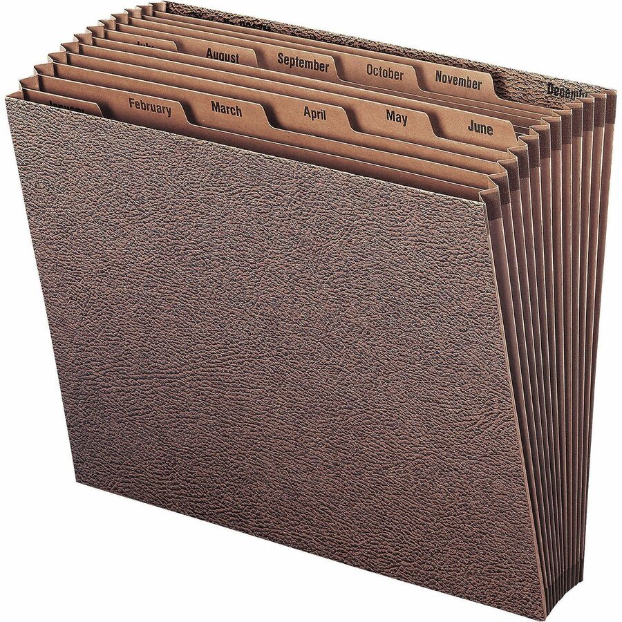 Smead Letter Recycled Expanding File - 8 1/2" x 11" - 7/8" Expansion - 12 Pocket(s) - Redrope - Tear Resistant, Reinforced Gusset - 30% Recycled - 1 Each