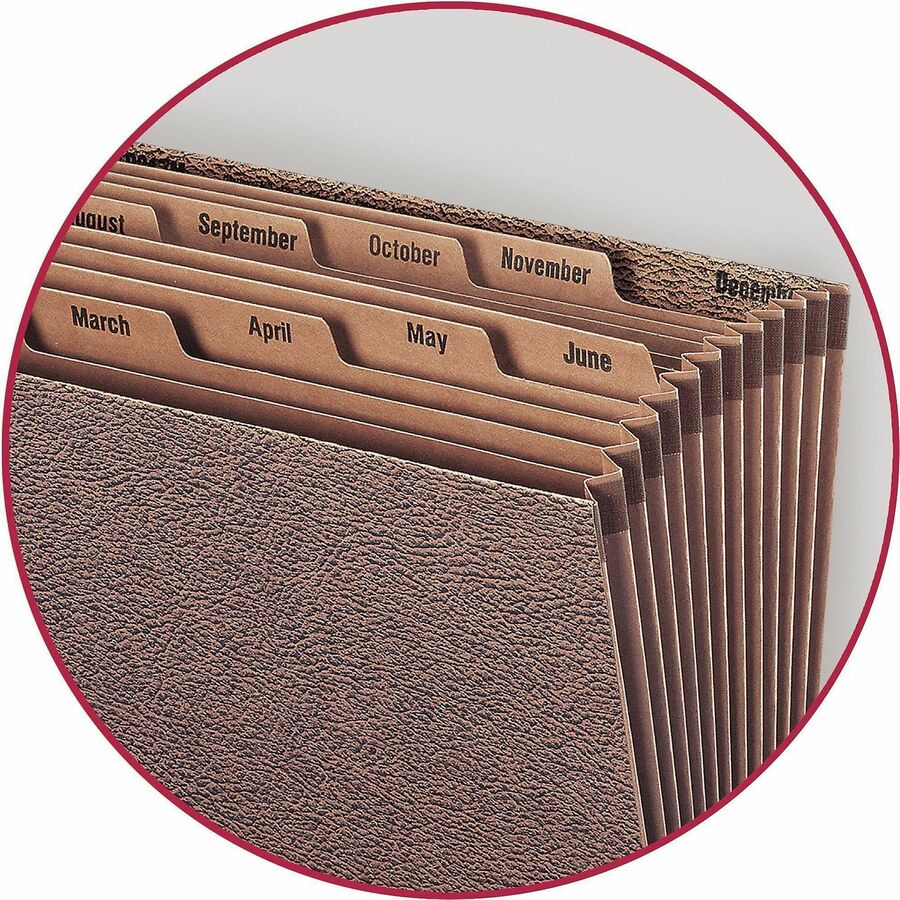 Smead Letter Recycled Expanding File - 8 1/2" x 11" - 7/8" Expansion - 12 Pocket(s) - Redrope - Tear Resistant, Reinforced Gusset - 30% Recycled - 1 Each