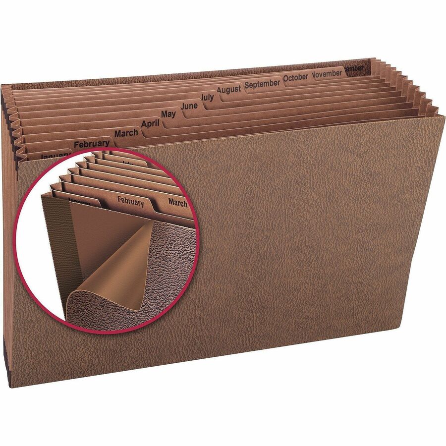 Smead TUFF Legal Recycled Expanding File - 8 1/2" x 14" - 7/8" Expansion - 12 Pocket(s) - Redrope - Tear Resistant, Reinforced Gusset - 30% Recycled - 1 Each