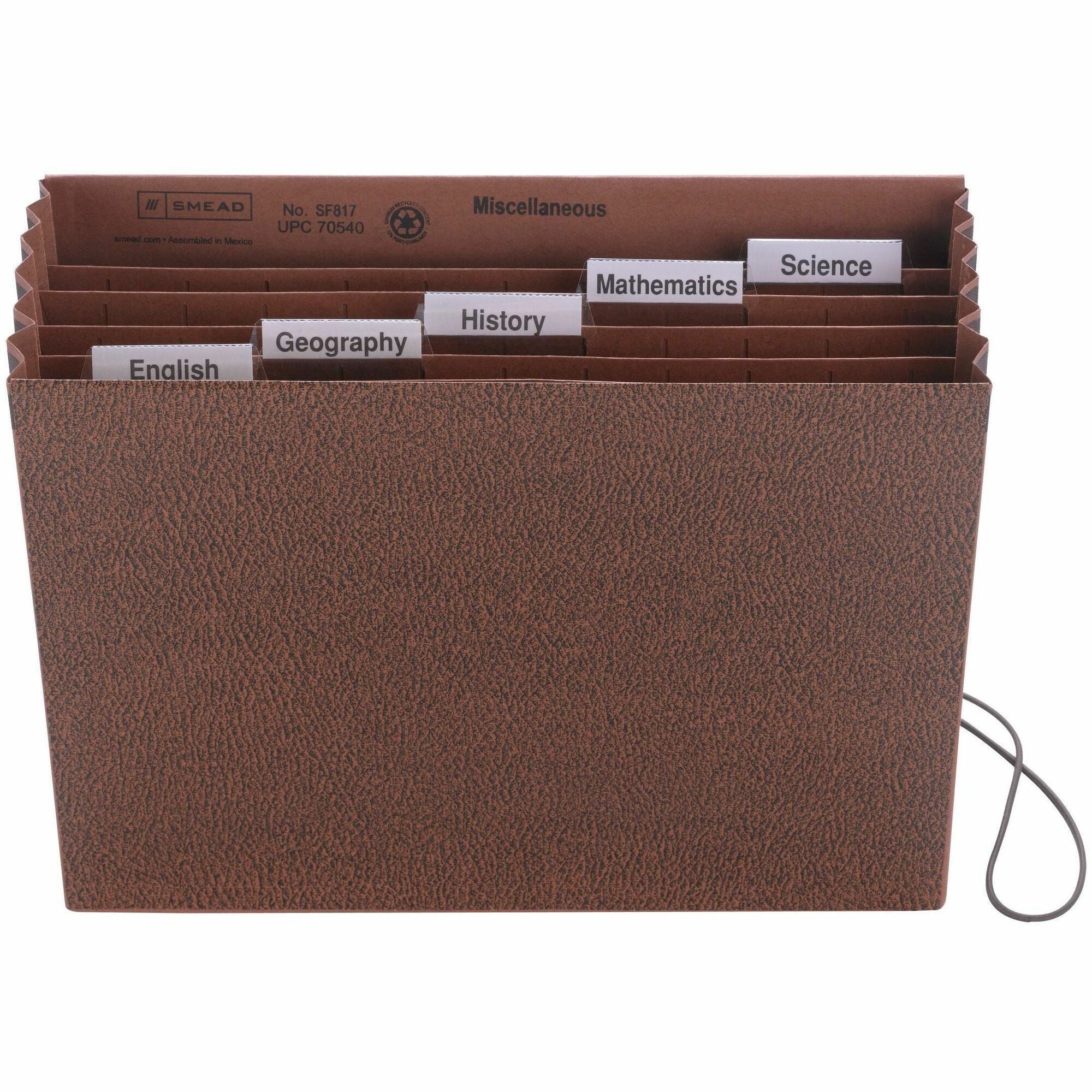 8 1/2" x 11" - 5 1/4" Expansion - 6 Pocket(s) - Top Tab Location - Assorted Tab Position - Redrope - Elastic Closure, Flap - 30% Recycled - 1 Each
