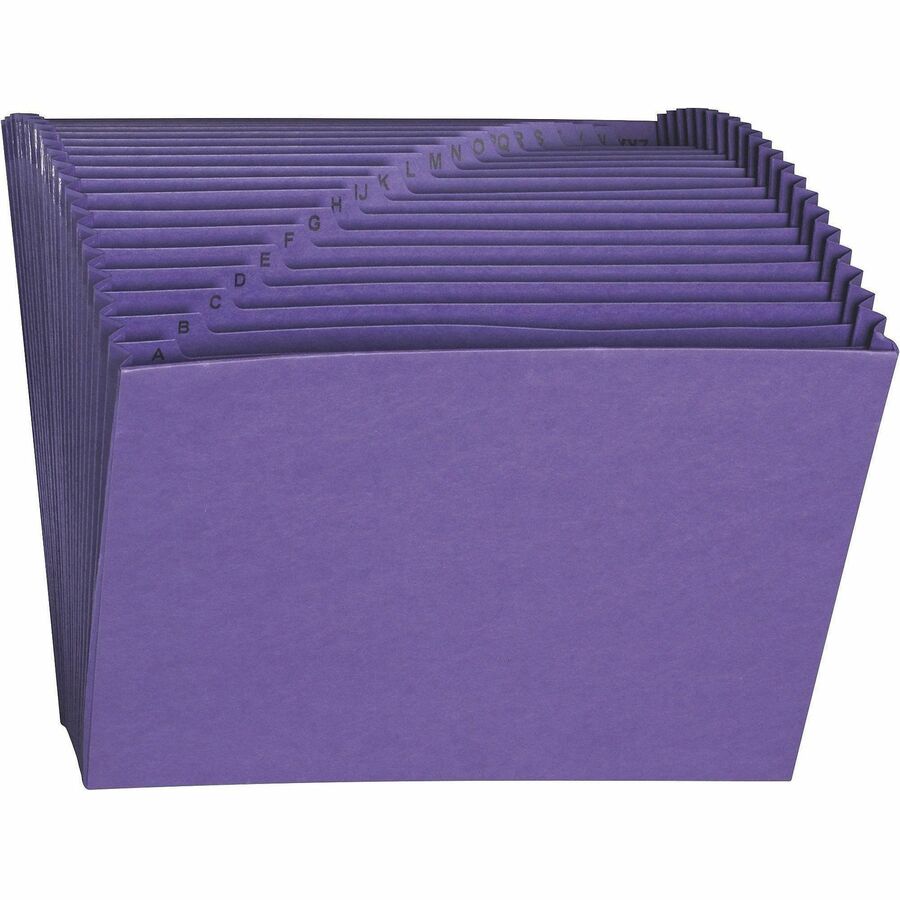 Smead Letter Recycled Expanding File - 8 1/2" x 11" - 7/8" Expansion - 21 Pocket(s) - 2 Plys - Purple - Reinforced Gusset - 10% Recycled - 1 Each