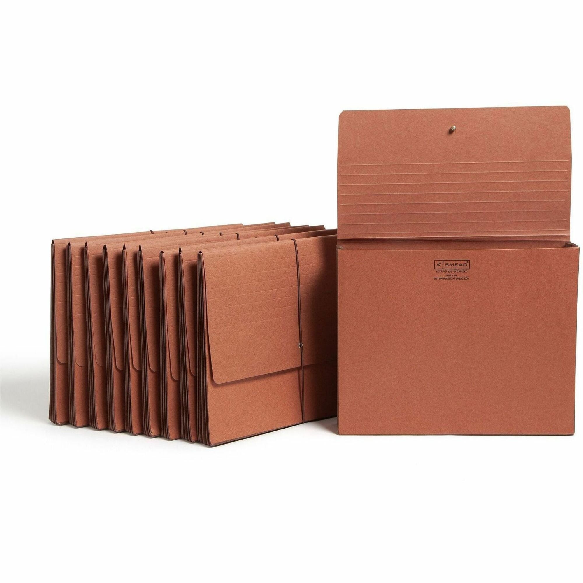 Smead Letter Recycled File Wallet - 8 1/2" x 11" - 3 1/2" Expansion - Redrope - Reinforced Gusset, Elastic Closure, Flap - 30% Recycled - 10 / Box