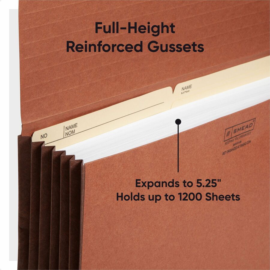 Smead Legal Recycled File Wallet - 8 1/2" x 14" - 5 1/4" Expansion - Redrope - Elastic Closure Flap - 30% Recycled - 10 / Box