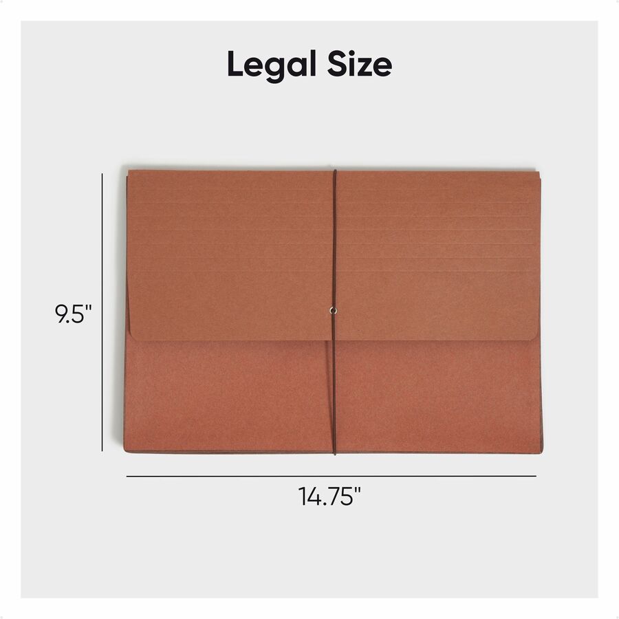 Smead Legal Recycled File Wallet - 8 1/2" x 14" - 5 1/4" Expansion - Redrope - Elastic Closure Flap - 30% Recycled - 10 / Box