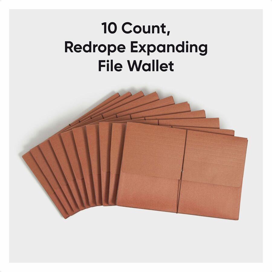 Smead Legal Recycled File Wallet - 8 1/2" x 14" - 5 1/4" Expansion - Redrope - Elastic Closure Flap - 30% Recycled - 10 / Box