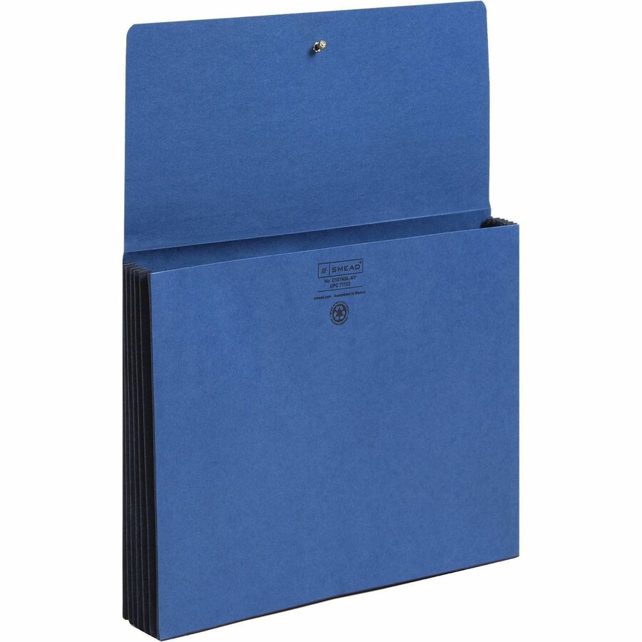 Smead Letter Recycled File Wallet - 8 1/2" x 11" - 5 1/4" Expansion - Navy - Elastic Closure, Reinforced Gusset - 10% Recycled - 1 Each