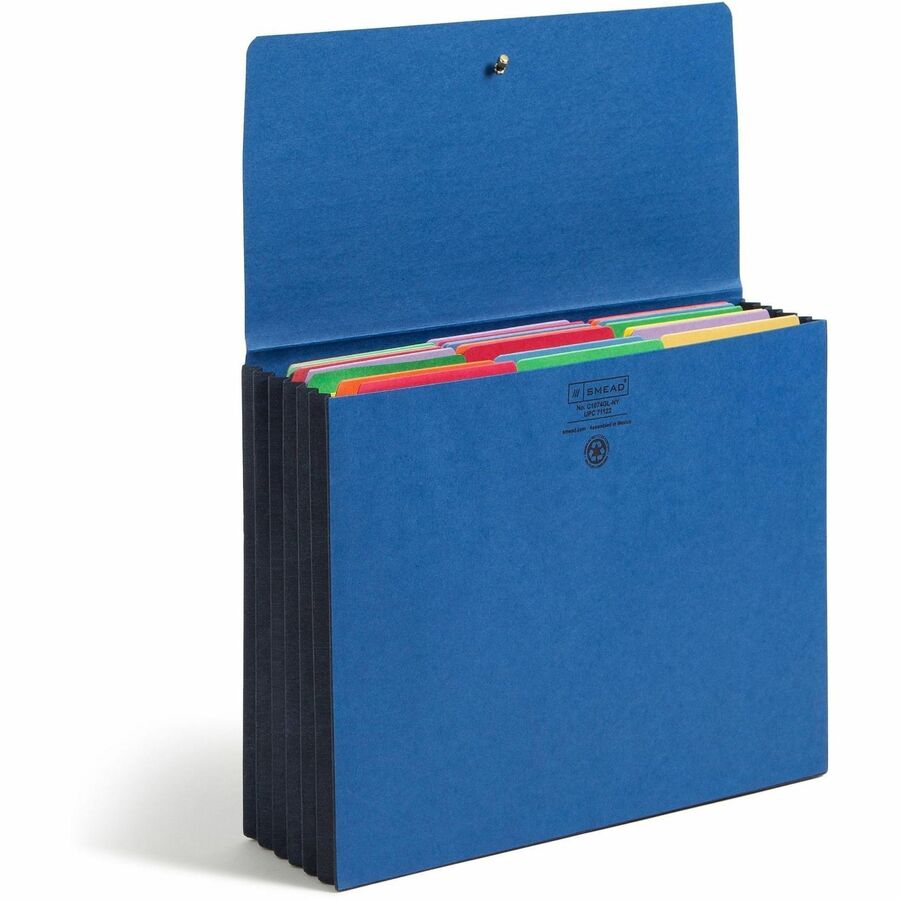 Smead Letter Recycled File Wallet - 8 1/2" x 11" - 5 1/4" Expansion - Navy - Elastic Closure, Reinforced Gusset - 10% Recycled - 1 Each