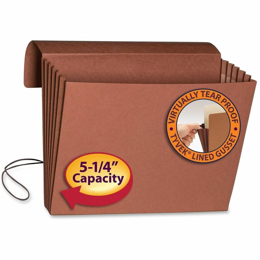 Smead Letter Recycled File Wallet - 8 1/2" x 11" - 5 1/4" Expansion - Top Tab Location - Redrope - Elastic Closure, Flap, Reinforced Gusset - 30% Recycled - 1 Each