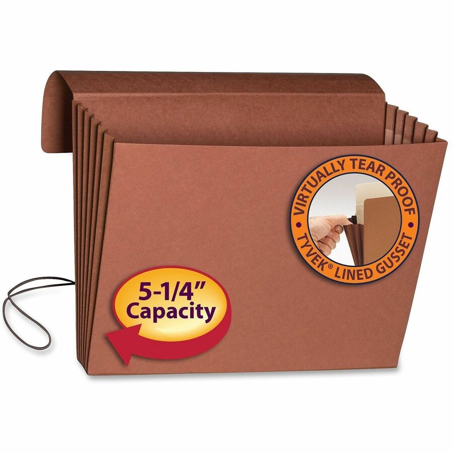 Smead Legal Recycled File Wallet - 8 1/2" x 14" - 5 1/4" Expansion - Top Tab Location - 11 pt. - Redrope - Elastic Closure, Flap, Reinforced Gusset - 30% Recycled - 1 Each