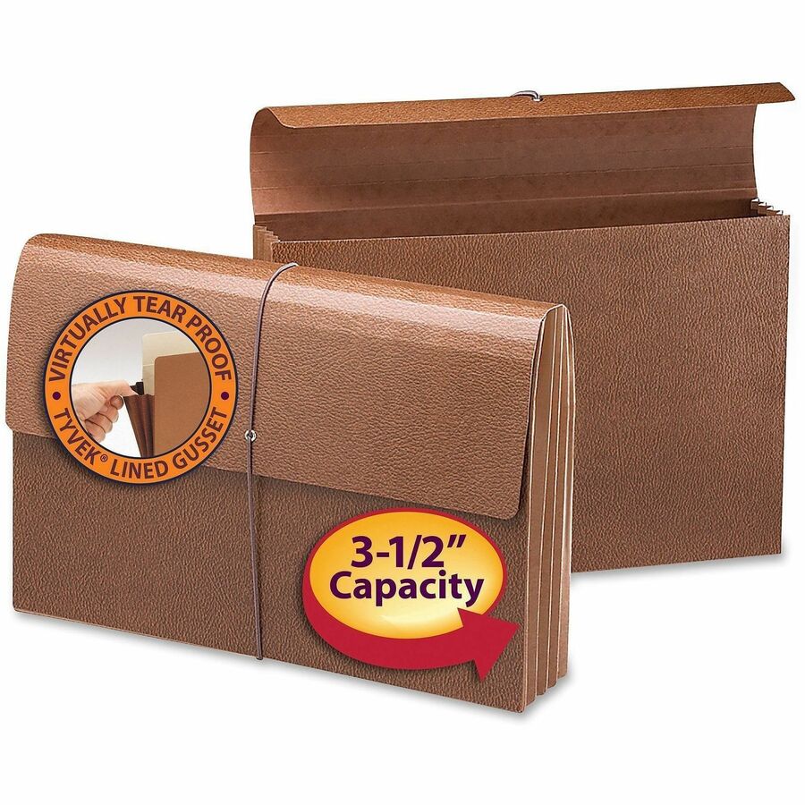 Smead Legal Recycled File Wallet - 8 1/2" x 14" - 3 1/2" Expansion - Redrope - Reinforced Gusset, Elastic Closure, Flap - 30% Recycled - 1 Each