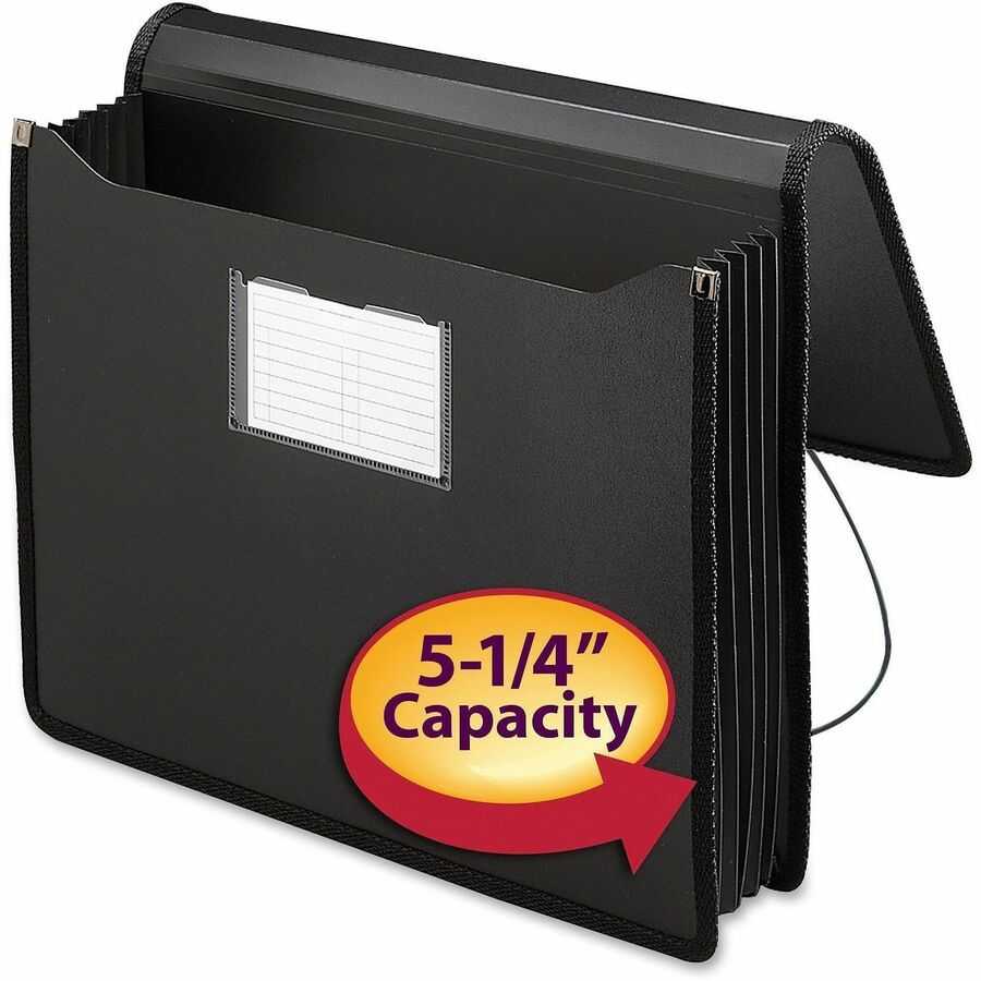 Smead Letter File Wallet - 8 1/2" x 11" - 5 1/4" Expansion - Front Pocket(s) - Poly - Black - 1 Each