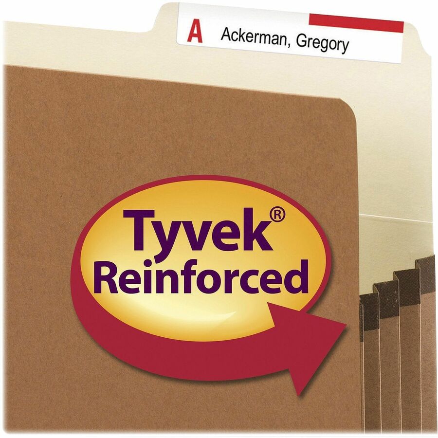 Smead 2/5 Tab Cut Letter Recycled File Pocket - 8 1/2" x 11" - 3 1/2" Expansion - Top Tab Location - Right Tab Position - 9 pt. - Redrope - Tear Proof, Reinforced Gusset, Durable - 30% Recycled - 25 / Box