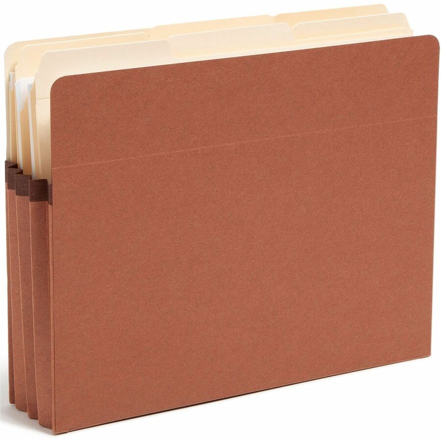 Smead Straight Tab Cut Letter Recycled File Pocket - 8 1/2" x 11" - 3 1/2" Expansion - Top Tab Location - 12.5 pt. - Redrope - Tear Proof, Tear Resistant, Rounded Corner, Reinforced Gusset - 30% Recycled - 25 / Box