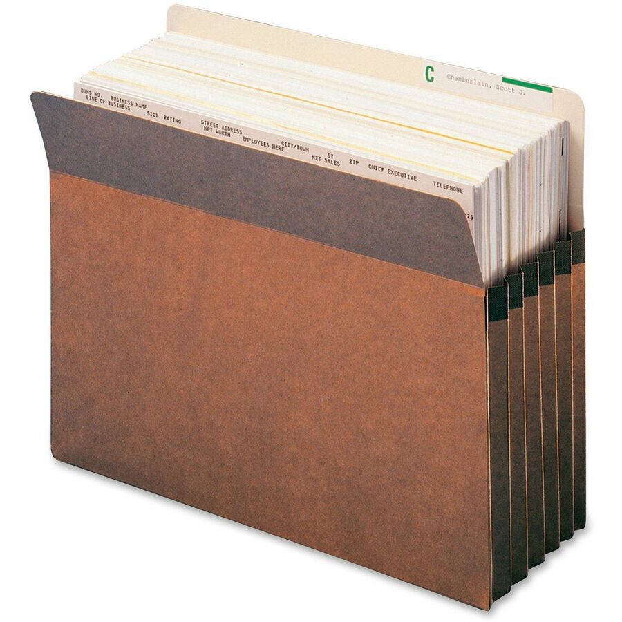 Smead Straight Tab Letter Size Recycled File Pocket, 8.5" x 11", 5.25" Expansion, Redrope, Tear Resistant, Reinforced Gusset, 30% Recycled, 10/Box