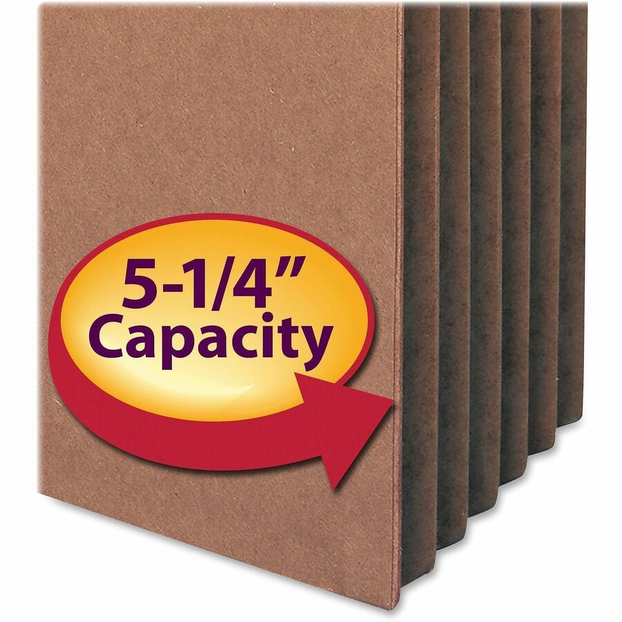 Smead Straight Tab Letter Size Recycled File Pocket, 8.5" x 11", 5.25" Expansion, Redrope, Tear Resistant, Reinforced Gusset, 30% Recycled, 10/Box