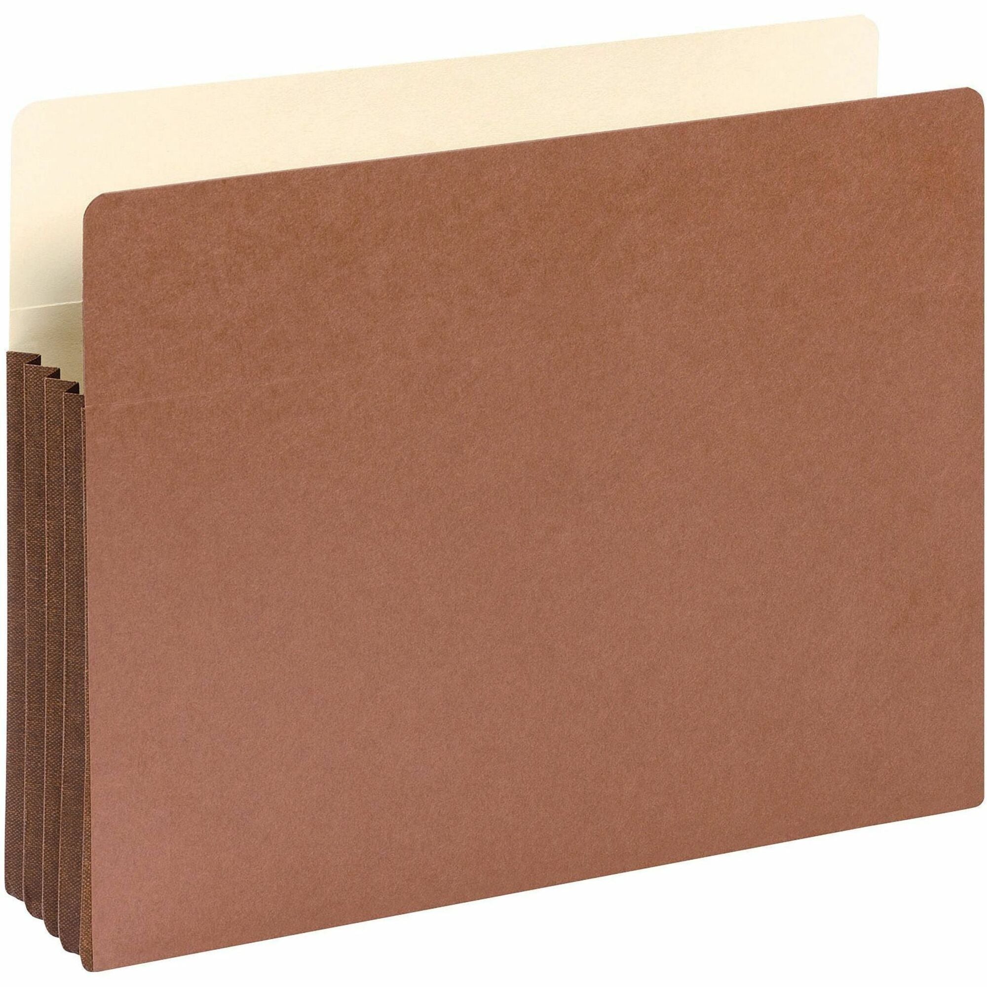 Smead Straight Tab Cut Letter Recycled File Pocket - 8 1/2" x 11" - 3 1/2" Expansion - Top Tab Location - 12.5 pt. - Redrope - Tear Resistant, Rounded Corner, Reinforced Gusset - 30% Recycled - 10 / Box
