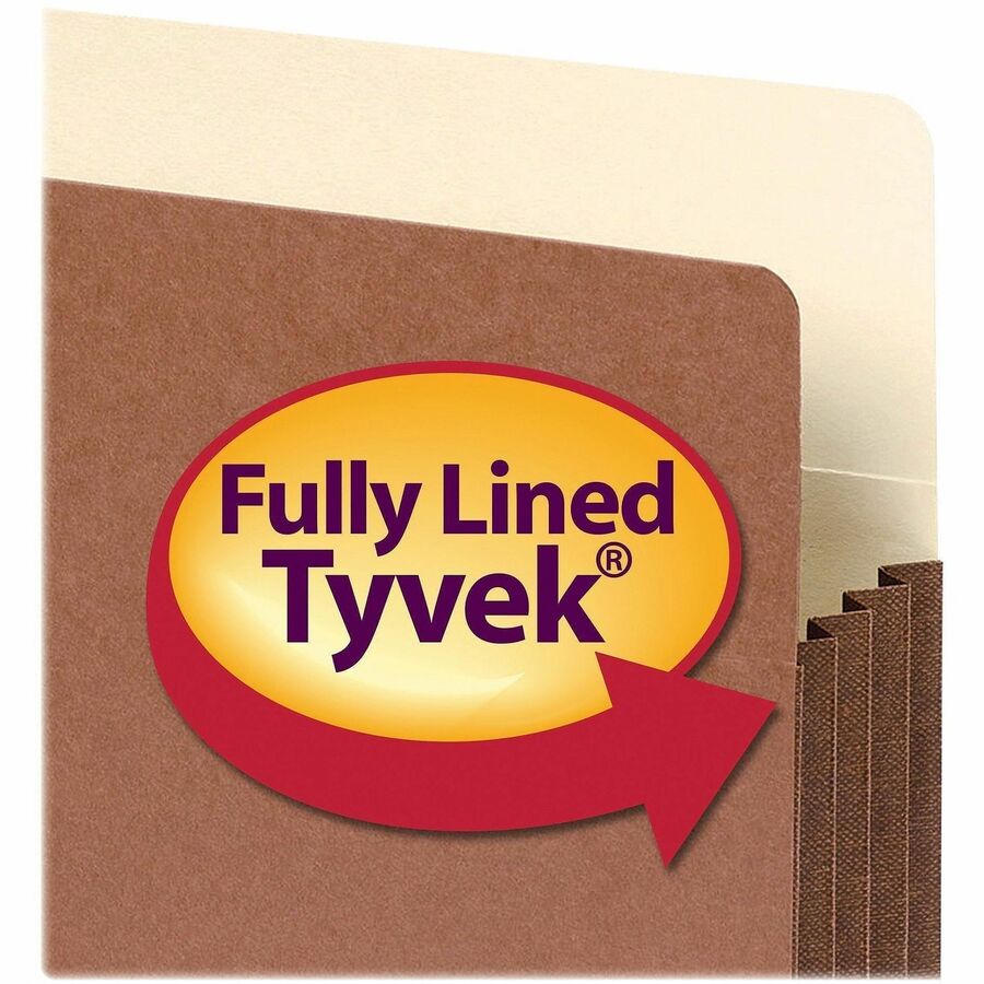 Smead Straight Tab Cut Letter Recycled File Pocket - 8 1/2" x 11" - 3 1/2" Expansion - Top Tab Location - 12.5 pt. - Redrope - Tear Resistant, Rounded Corner, Reinforced Gusset - 30% Recycled - 10 / Box