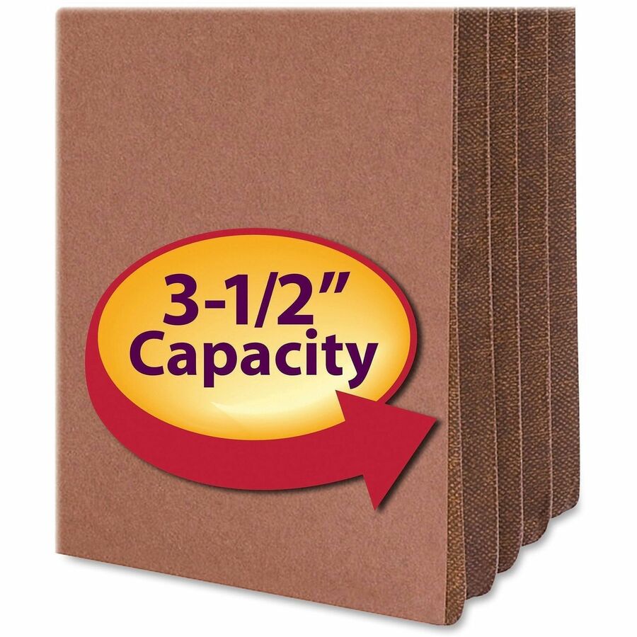 Smead Straight Tab Cut Letter Recycled File Pocket - 8 1/2" x 11" - 3 1/2" Expansion - Top Tab Location - 12.5 pt. - Redrope - Tear Resistant, Rounded Corner, Reinforced Gusset - 30% Recycled - 10 / Box