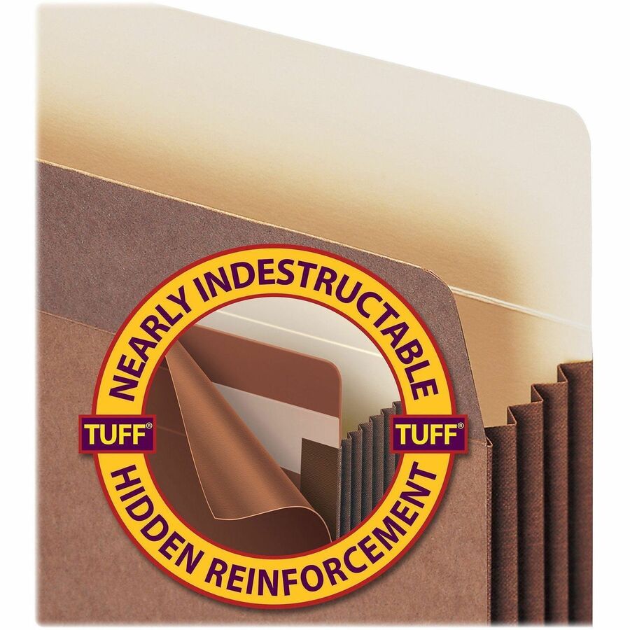 Smead TUFF Straight Tab Cut Letter Recycled File Pocket - 8 1/2" x 11" - 3 1/2" Expansion - 11 pt. - Redrope - Reinforced Gusset, Tear Resistant, Heavyweight Cover - 30% Recycled - 10 / Box