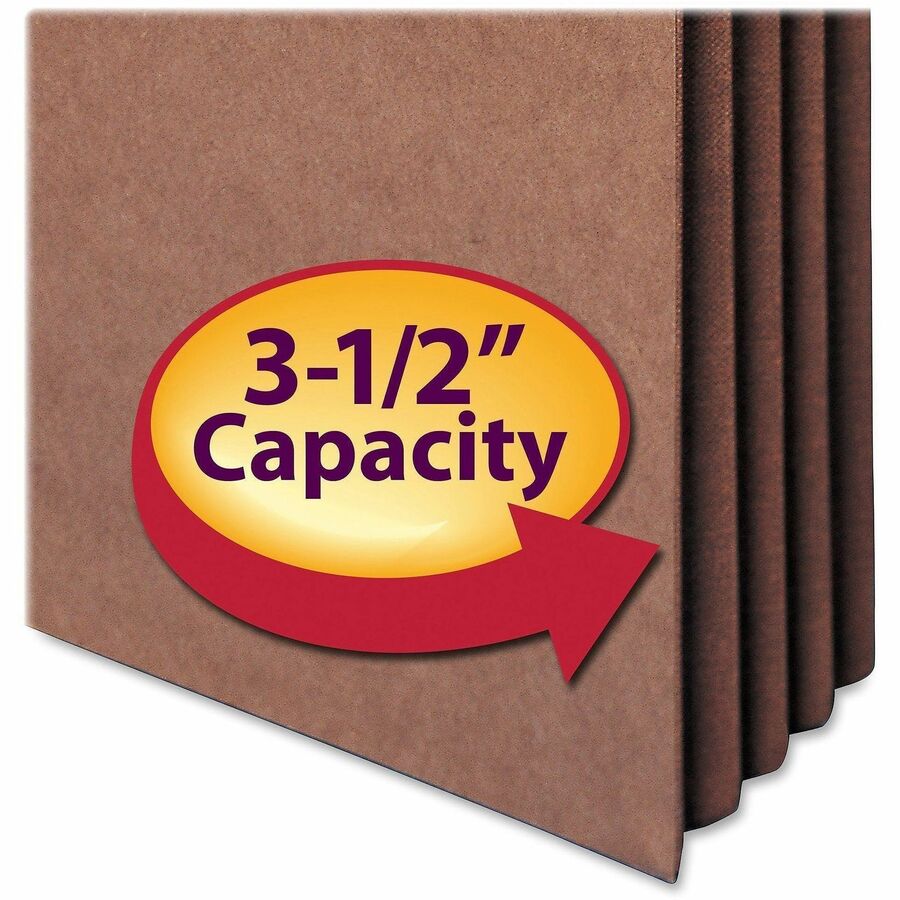 Smead TUFF Straight Tab Cut Letter Recycled File Pocket - 8 1/2" x 11" - 3 1/2" Expansion - 11 pt. - Redrope - Reinforced Gusset, Tear Resistant, Heavyweight Cover - 30% Recycled - 10 / Box