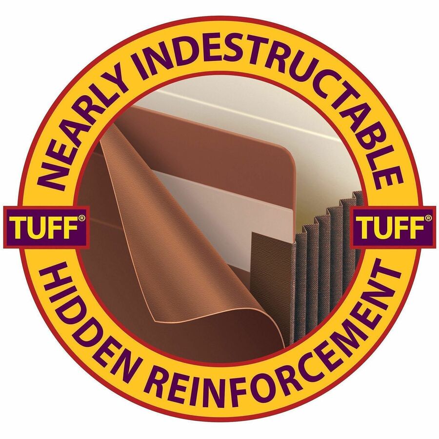 Smead TUFF Straight Tab Cut Letter Recycled File Pocket - 8 1/2" x 11" - 5 1/4" Expansion - 11 pt. - Redrope - Reinforced, Tear Resistant, Heavyweight Cover - 30% Recycled - 10 / Box