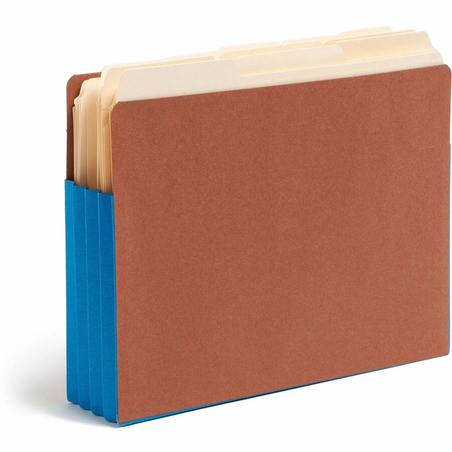 Smead Straight Tab Cut Letter Recycled File Pocket - 8 1/2" x 11" - 3 1/2" Expansion - 1 Pocket(s) - Top Tab Location - 12.5 pt. - 2 Plys - Blue - 30% Recycled - 10 / Box