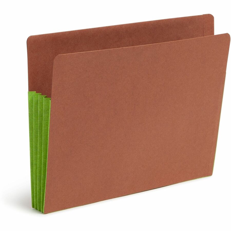 Smead TUFF Pocket Straight Tab Cut Letter Recycled File Pocket - 8 1/2" x 11" - 3 1/2" Expansion - 1 Pocket(s) - Top Tab Location - 2 Plys - Redrope - Green - Tear Resistant - 30% Recycled - 10 / Box