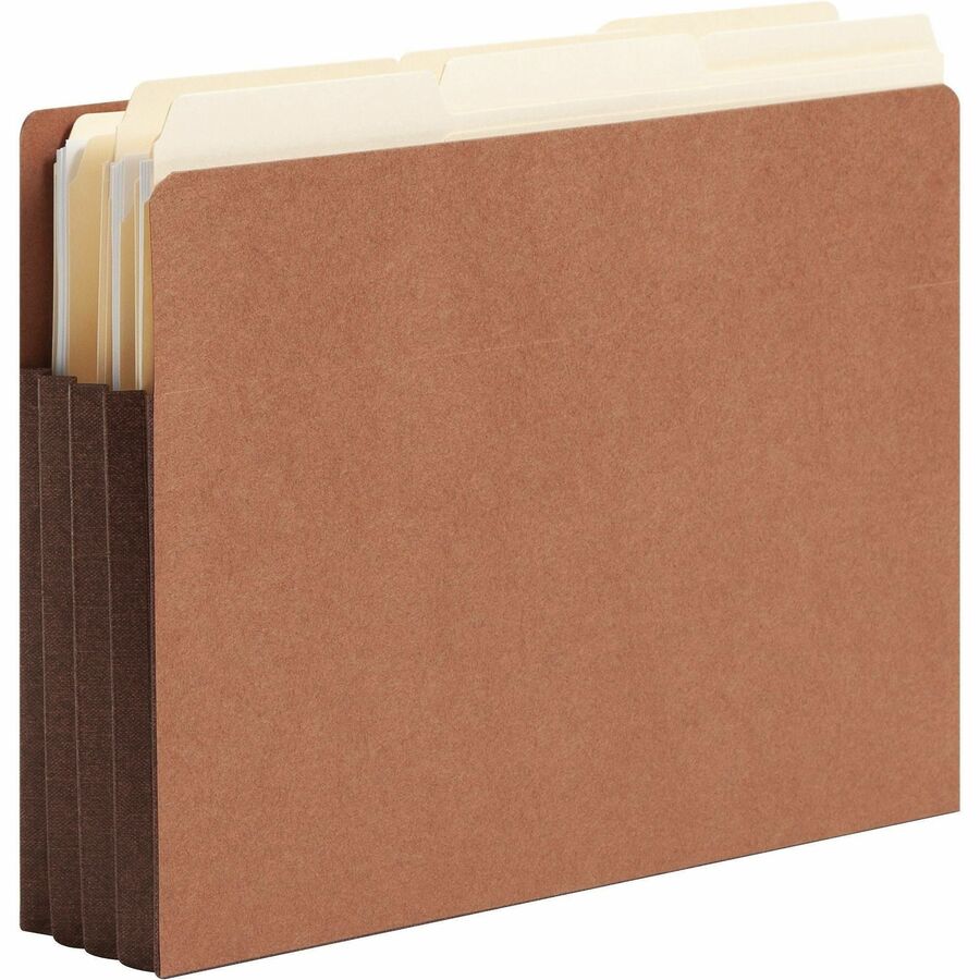 Smead Straight Tab Cut Letter Recycled File Pocket - 8 1/2" x 11" - 3 1/2" Expansion - 1 Pocket(s) - Top Tab Location - 12.5 pt. - 2 Plys - Dark Brown - 30% Recycled - 10 / Box