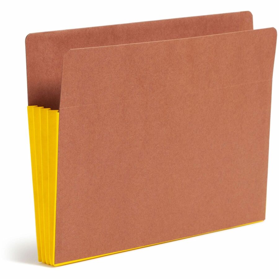 Smead Straight Tab Cut Letter Recycled File Pocket - 8 1/2" x 11" - 3 1/2" Expansion - 1 Pocket(s) - End Tab Location - 2 Plys - Redrope - Yellow - 30% Recycled - 10 / Box