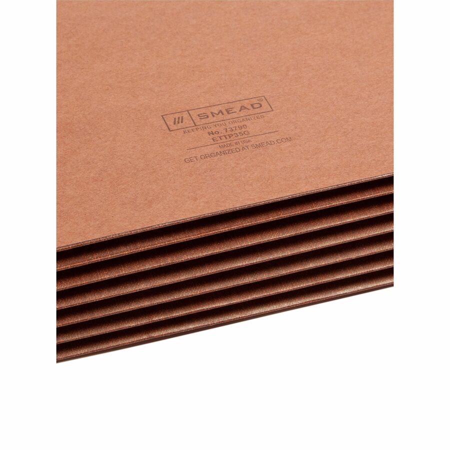 Smead TUFF Straight Tab Cut Letter Recycled File Pocket - 8 1/2" x 11" - 5 1/4" Expansion - 16.5 pt. - 2 Plys - Redrope - Rip Resistant, Tear Resistant, Reinforced Tab, Heavyweight Cover - 30% Recycled - 10 / Box