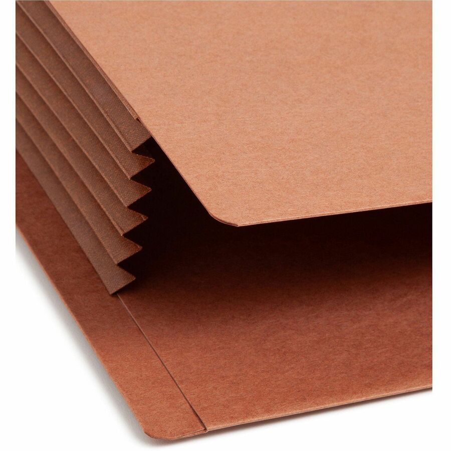 Smead TUFF Straight Tab Cut Letter Recycled File Pocket - 8 1/2" x 11" - 5 1/4" Expansion - 16.5 pt. - 2 Plys - Redrope - Rip Resistant, Tear Resistant, Reinforced Tab, Heavyweight Cover - 30% Recycled - 10 / Box