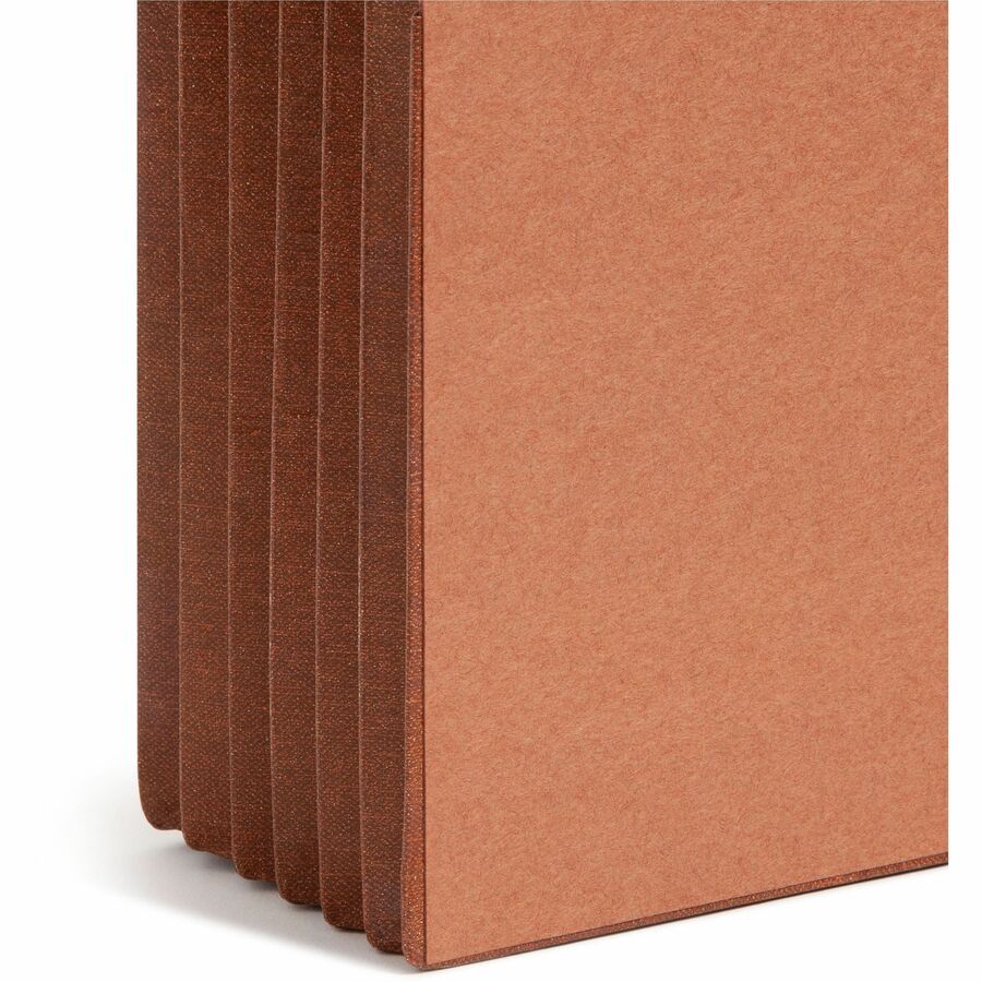 Smead TUFF Straight Tab Cut Letter Recycled File Pocket - 8 1/2" x 11" - 5 1/4" Expansion - 16.5 pt. - 2 Plys - Redrope - Rip Resistant, Tear Resistant, Reinforced Tab, Heavyweight Cover - 30% Recycled - 10 / Box