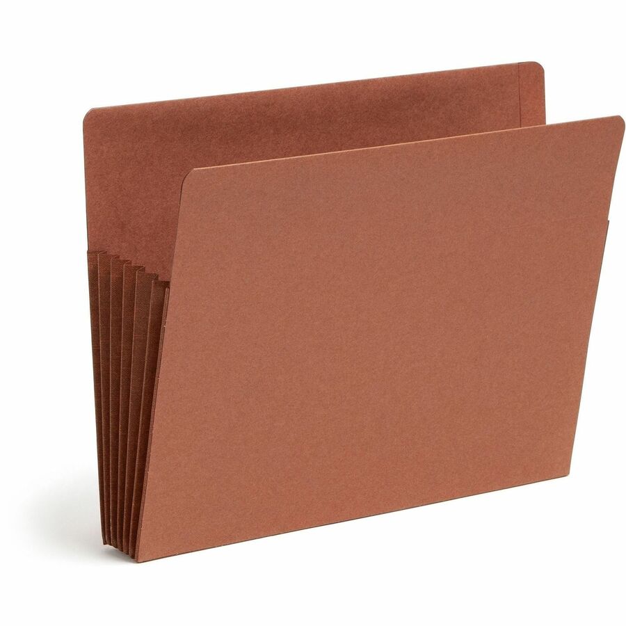 Smead TUFF Straight Tab Cut Letter Recycled File Pocket - 8 1/2" x 11" - 5 1/4" Expansion - 16.5 pt. - 2 Plys - Redrope - Rip Resistant, Tear Resistant, Reinforced Tab, Heavyweight Cover - 30% Recycled - 10 / Box